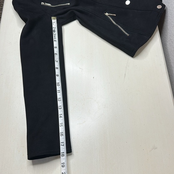 WHBM Faux Suede Vegan Moto Jacket Black with Gold Tone Zippers and Snaps Size 2 - Picture 16 of 16